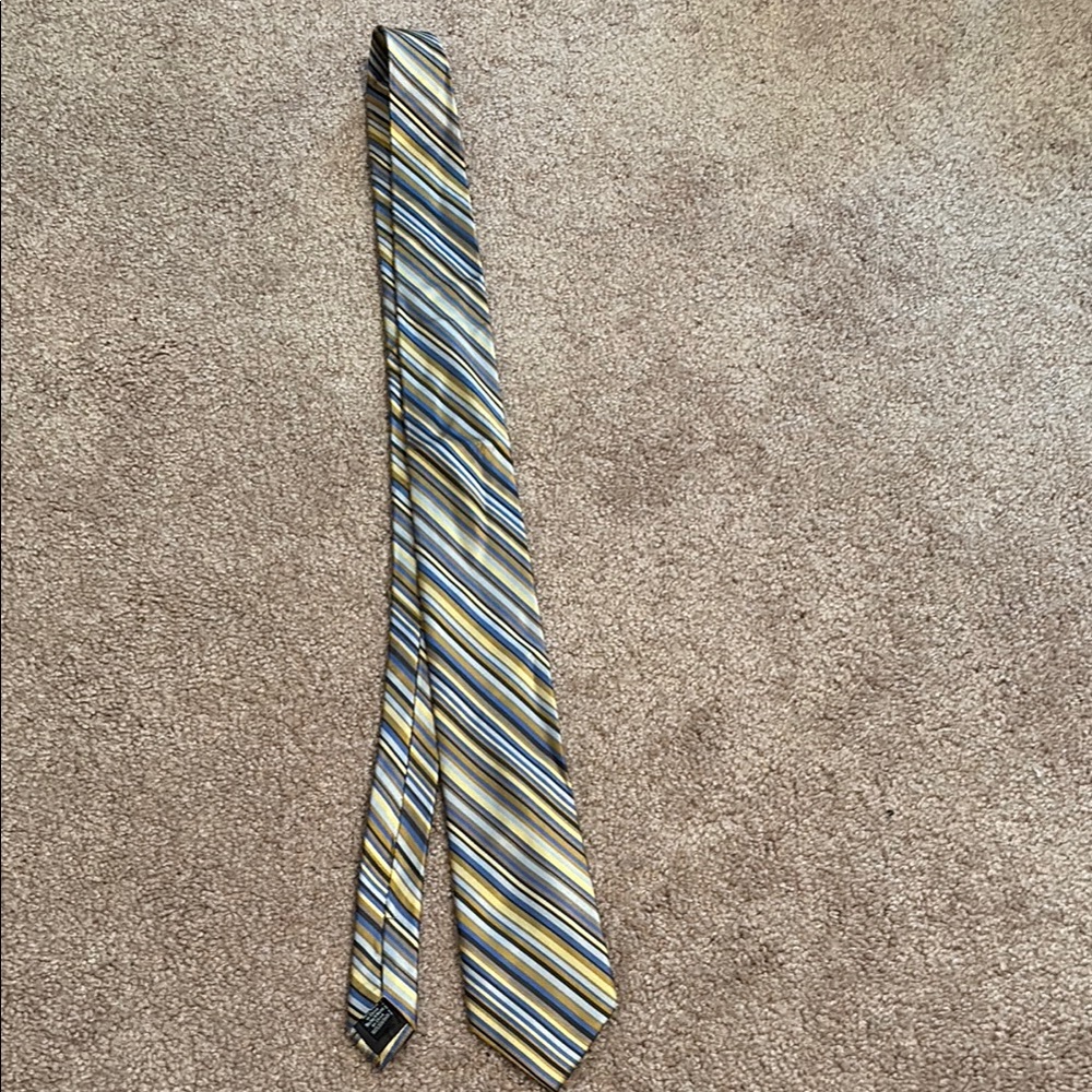Striped Men's Tie in Blue and Yellow